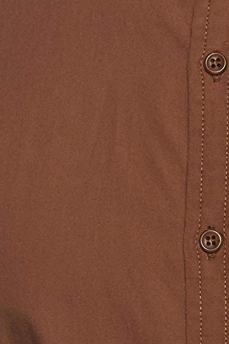 Amazon Brand - Symbol Men's Cotton Shirt | Chinese Collar | Casual | Plain | Full Sleeve | Summer - Regular Fit (Available In Plus Size, Brown_M)