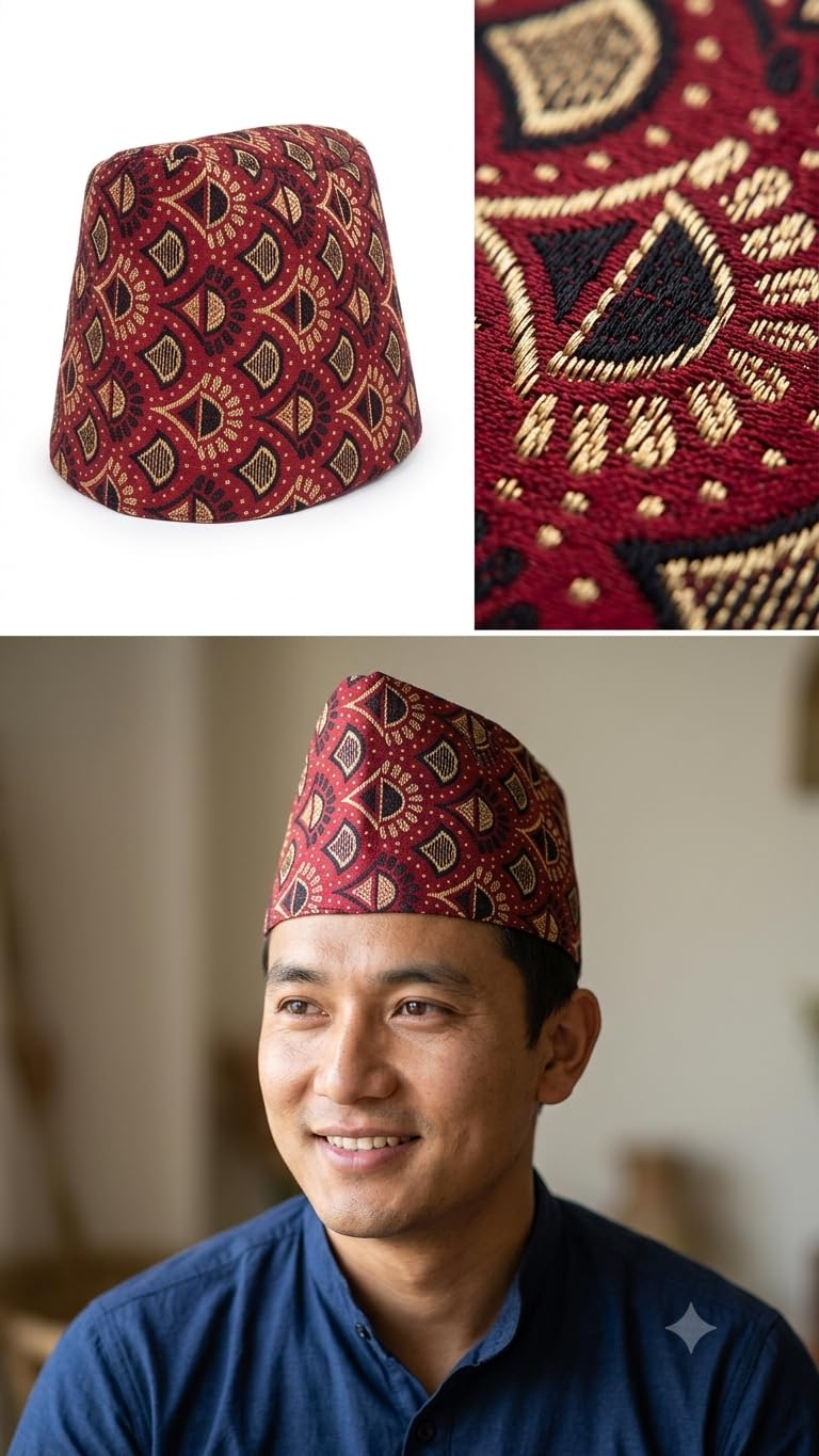 Designer Nepal Topi, Nepal Cap Head Velvet Cloth (in, Alpha, Free Size, L, 1)