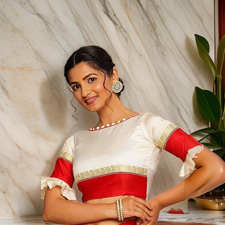 Traditional Bengali Gorod Sarees for Women Red and White Durga Puja Garad Silk Kanjivaram Goroder Lal Paar Sada Border Handloom Sari Latest Banarasi Soft lichi Handmade Zari Buti Sadi Blouse Piece