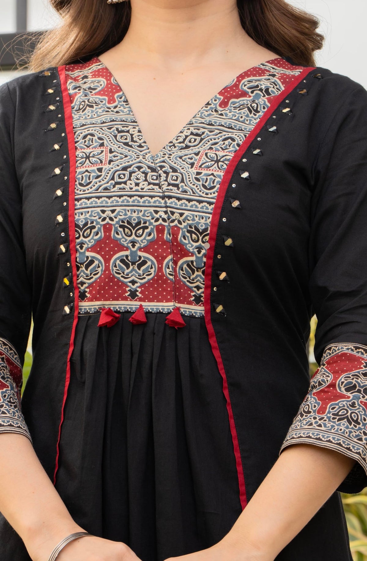 Amayra Women's Pure Cotton A-Line Kurta Set with Palazzo Pants & Dupatta|Ethnic wear|Kurti Suit Set for Women(TCK728,Black,XL)