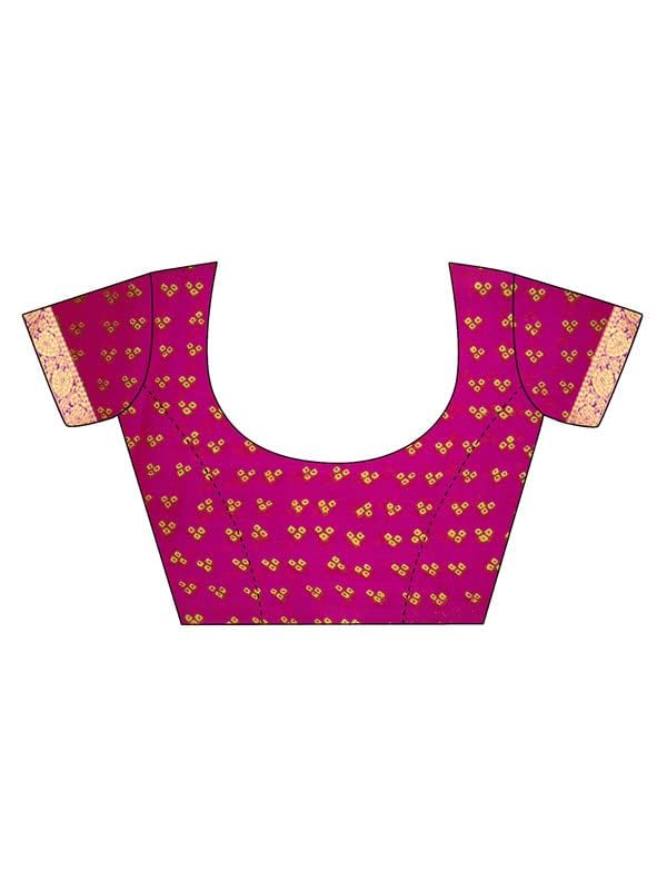 SIRIL Women's Bandhani Printed Chiffon Saree with Blouse(2612S2078_Pink & Orange)