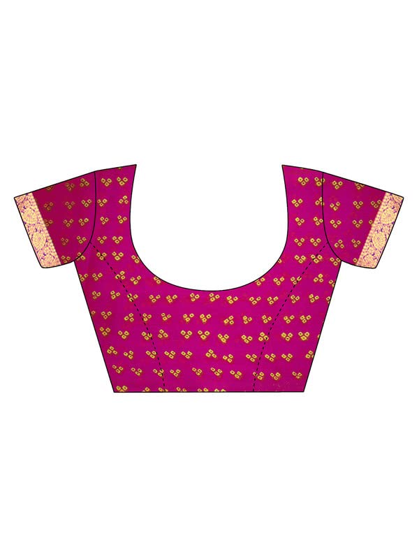 SIRIL Women's Bandhani Printed Chiffon Saree with Blouse(2612S2078_Pink & Orange)