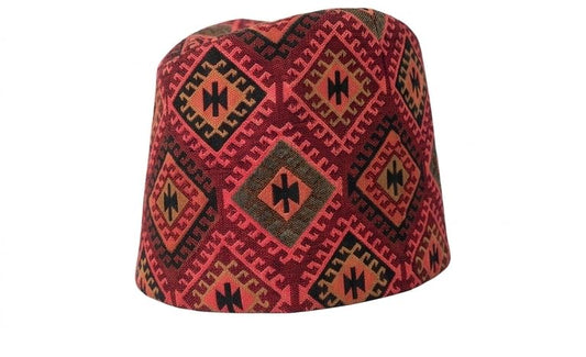 Designer Nepali Dhaka topi, Nepali/Dhaka Cap, Nepal Cap with Double Axe Design (in, Alpha, S) Black