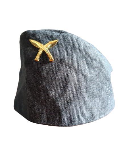 Black/Bhaad-gaaule Topi with Khukri Batch | Nepali Topi | Men's Nepali Traditional Cap with Khukuri (Small)