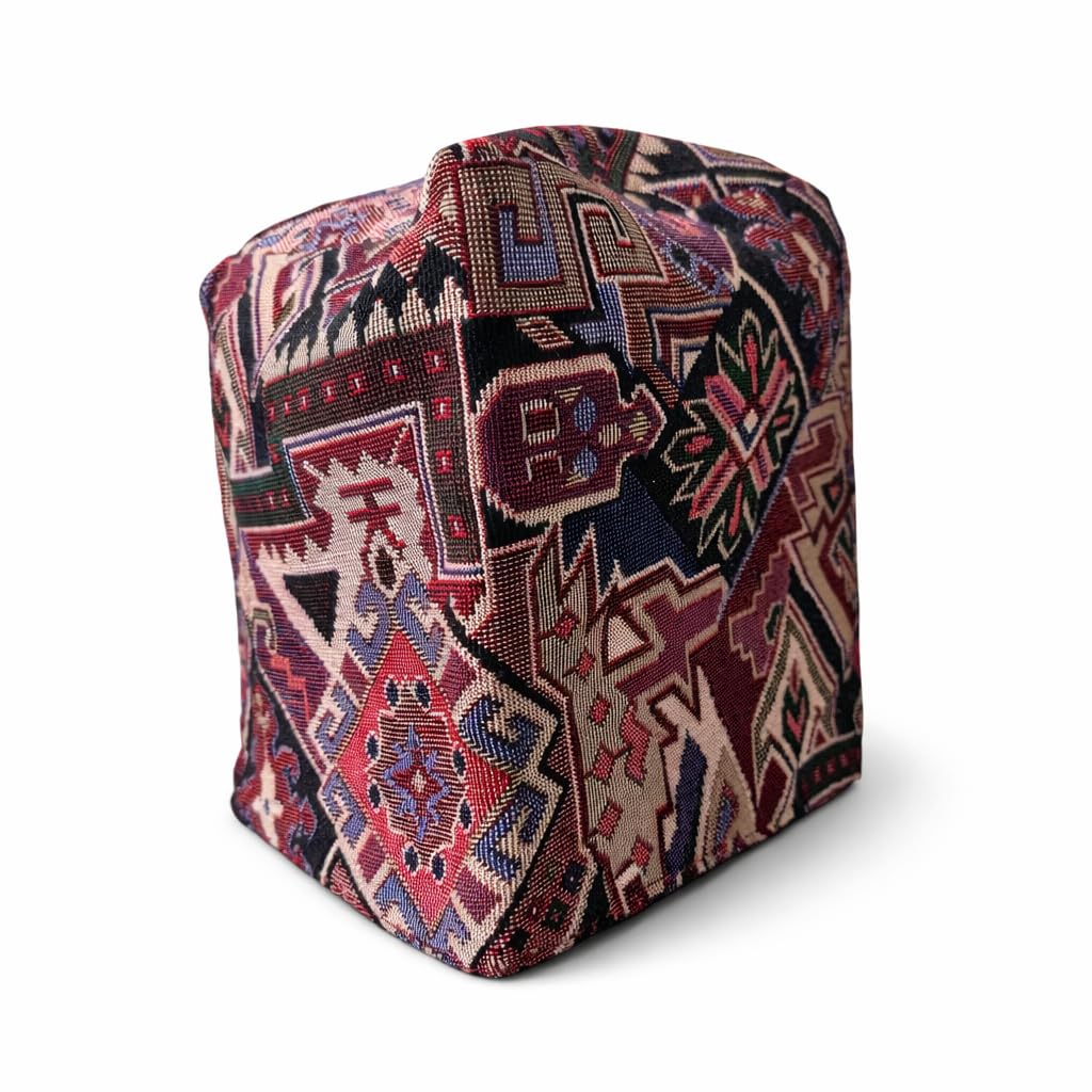 Designer Nepali Dhaka Cap, Purple and Blue, Small Size
