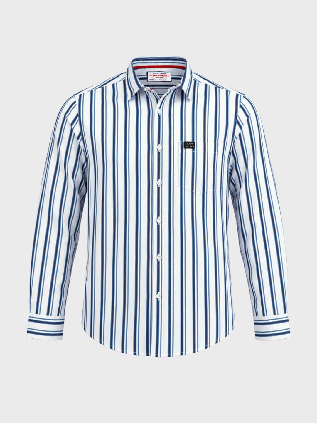 The Indian Garage Co White Slim Fit Striped Shirts