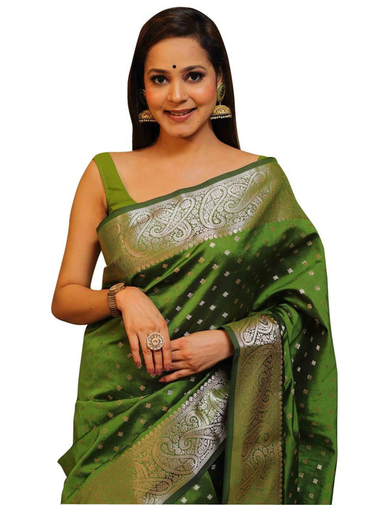 C J Enterprise Women's Banarasi Saree Pure Kanjivaram Silk Saree Soft Design Wear Pattu Sarees Latest Cotton With Blouse Piece for Wedding sadi new ladies 2026