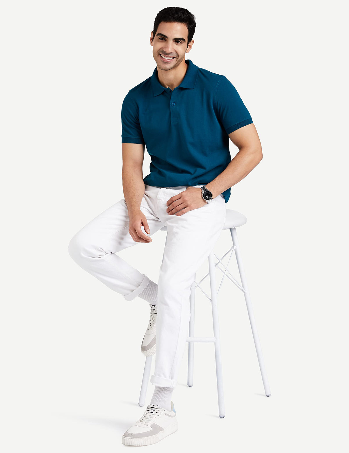 Amazon Brand - Symbol Men's Solid Regular Polo Shirt (AW17MPCP-SINGLE_Fog Teal 2XL)