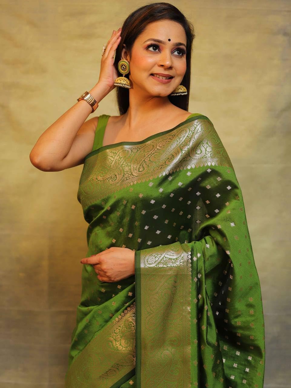 C J Enterprise Women's Banarasi Saree Pure Kanjivaram Silk Saree Soft Design Wear Pattu Sarees Latest Cotton With Blouse Piece for Wedding sadi new ladies 2026