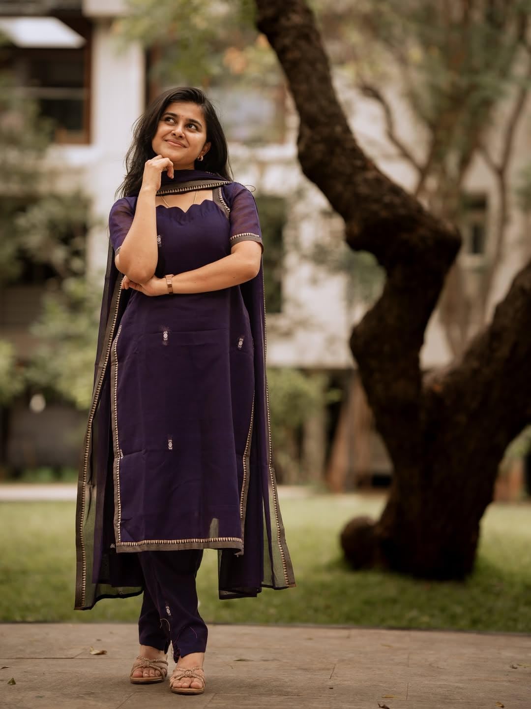GoSriKi Women's Poly Printed Straight Kurta With Pant And Dupatta For Women (Sanchaya Purple-GS_XL_Purple_XL)