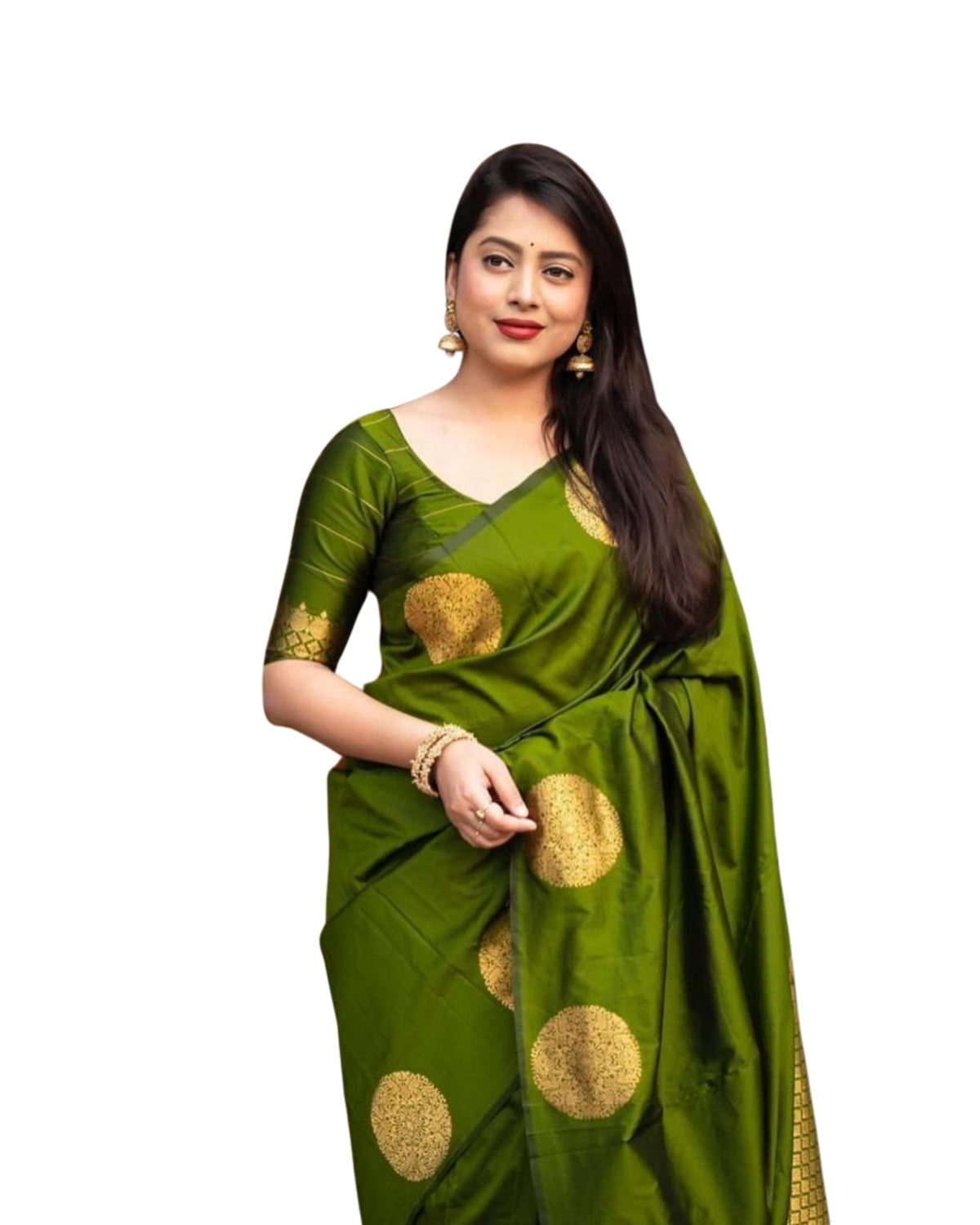 C J Enterprise Women's Banarasi Saree Pure Kanjivaram Silk Saree Soft Design Wear Pattu Sarees Latest Cotton With Blouse Piece For Wedding Sadi Ladies 2026 Party Sari Fancy Fashion (KeriGola Green)