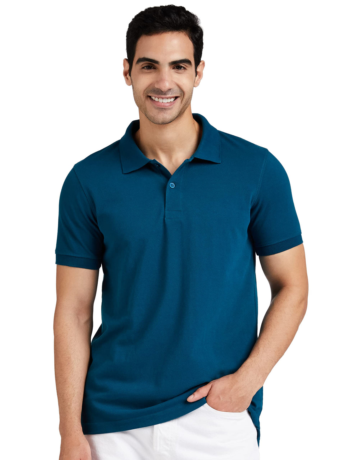 Amazon Brand - Symbol Men's Solid Regular Polo Shirt (AW17MPCP-SINGLE_Fog Teal 2XL)