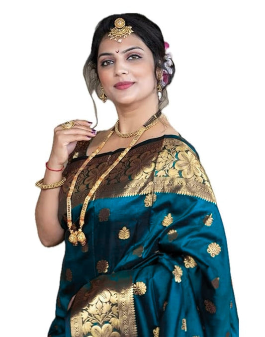 C J Enterprise Women's Banarasi Saree Pure Kanjivaram Silk Saree Soft Design Wear Pattu Sarees Latest Cotton With Blouse Piece for Wedding sadi new ladies 2026