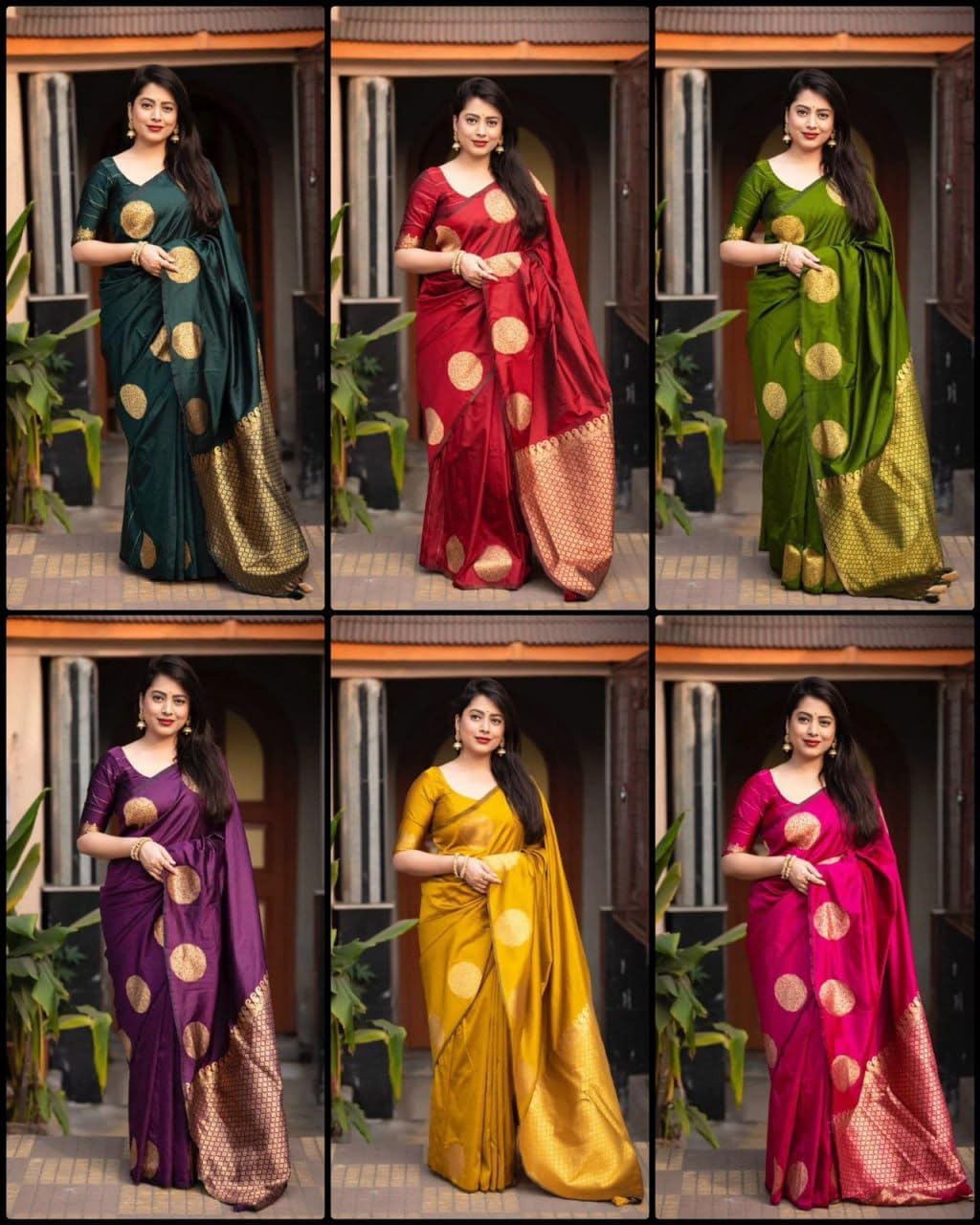 C J Enterprise Women's Banarasi Saree Pure Kanjivaram Silk Saree Soft Design Wear Pattu Sarees Latest Cotton With Blouse Piece For Wedding Sadi Ladies 2026 Party Sari Fancy Fashion (KeriGola Green)