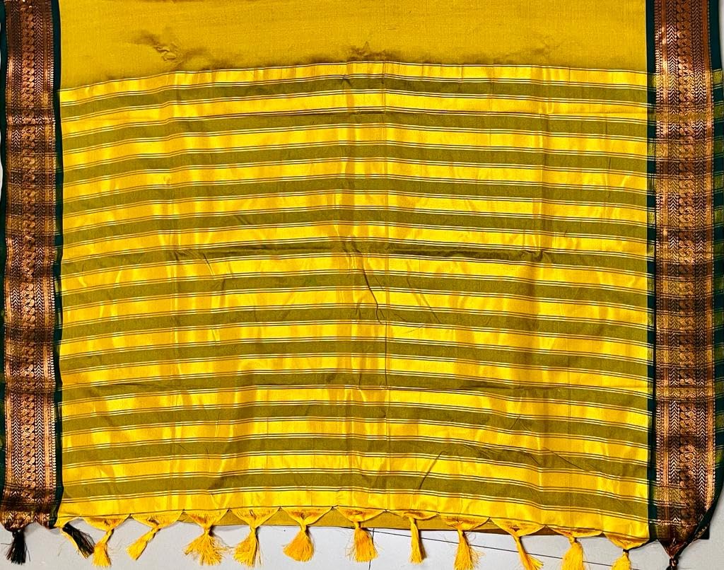 Yellow Women's Kanjivaram Soft Silk Saree With Blouse Piece (GOLD)