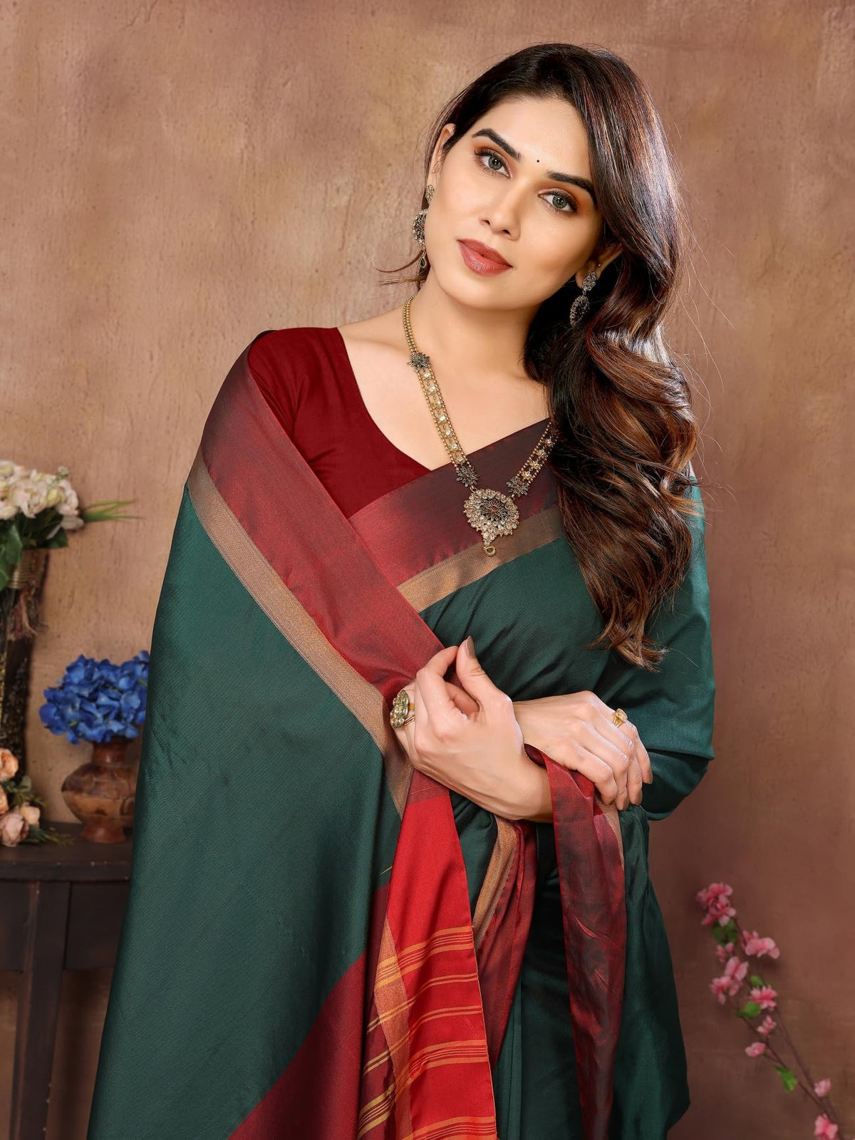 VJ Fashion Women Solid Kerala Silk Blend Saree With Blouse Piece_freesize