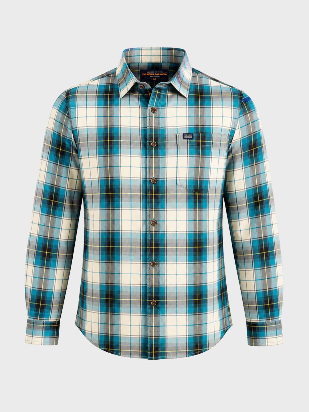 The Indian Garage co Men Green & White Checkered Slim Fit Casual Shirt