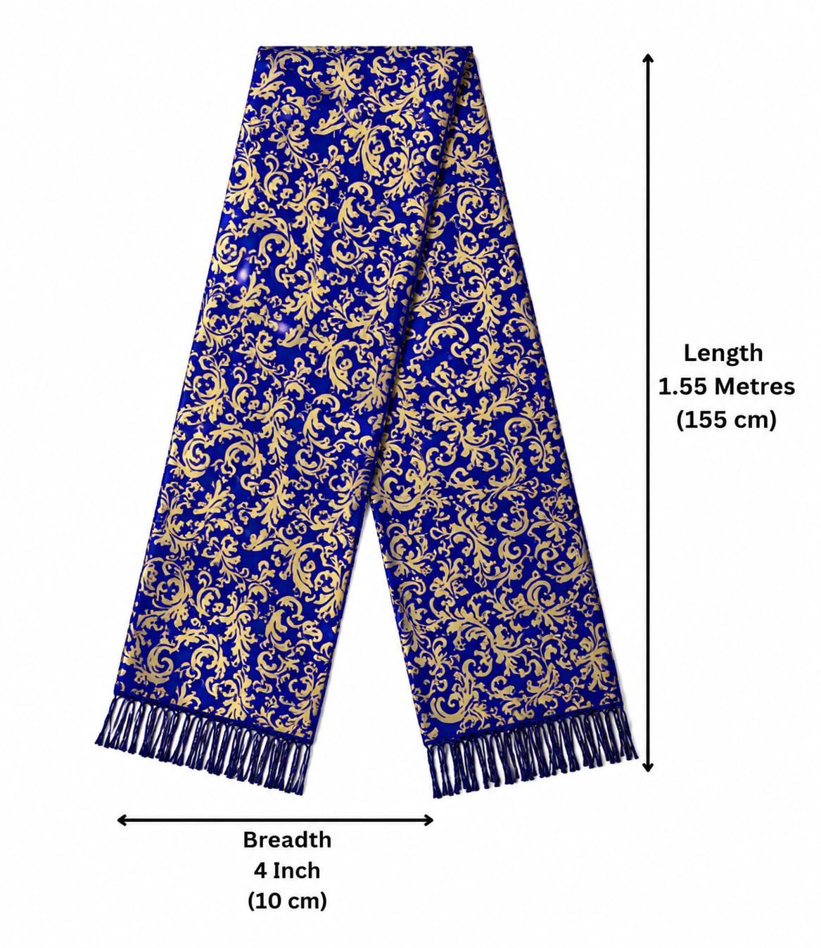 Nepali Silk Printed Khada For Wedding Events, Cultural Events And Social Gatherings Pack of 1 1.25 Metres Dark Blue (Dark Blue)