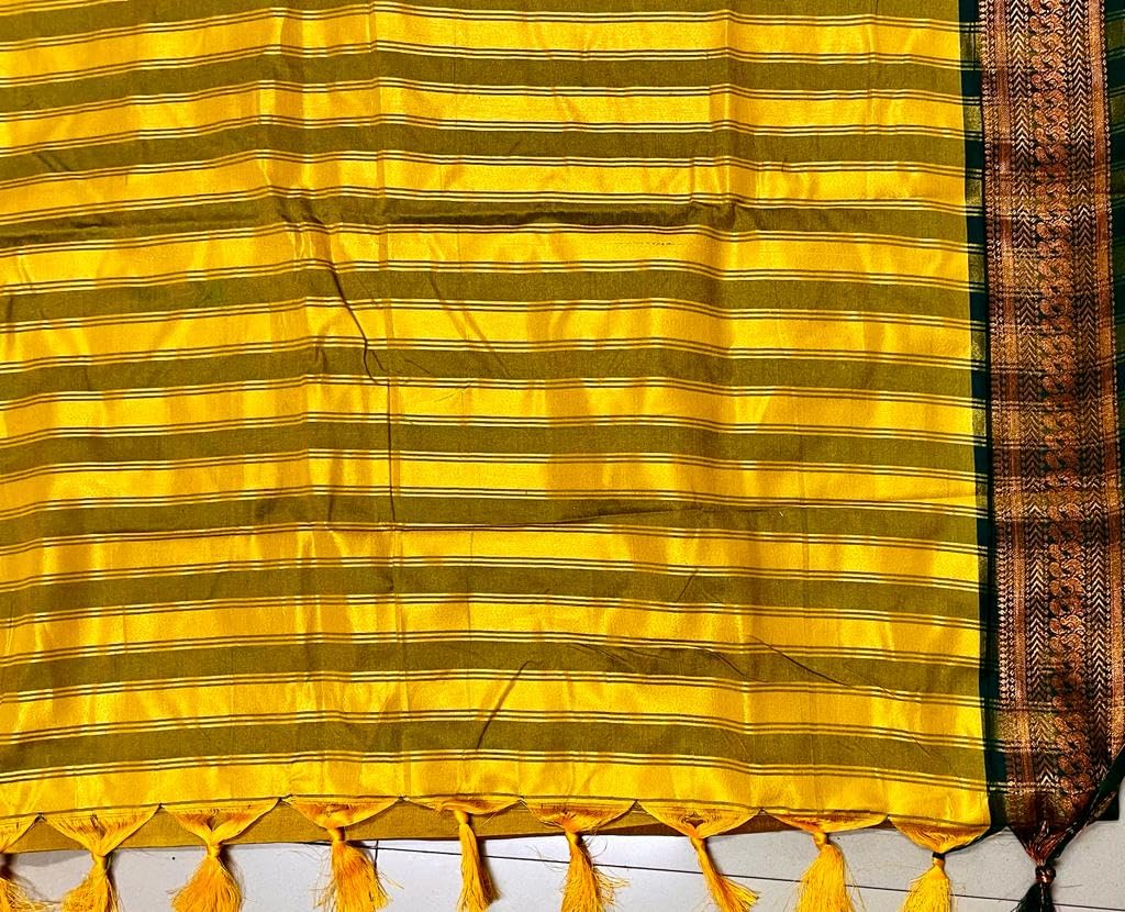 Yellow Women's Kanjivaram Soft Silk Saree With Blouse Piece (GOLD)