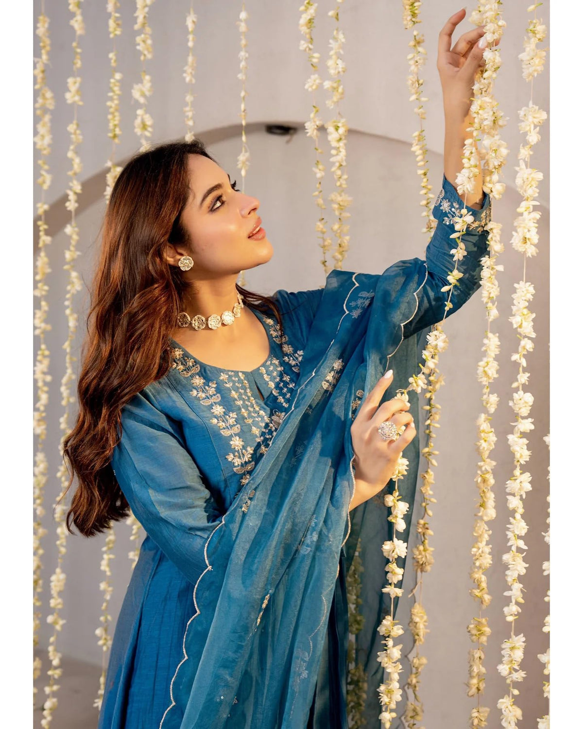 Nermosa Women Embroidery Solid A-Line Kurta and Pant Set with Dupatta (IN, Alpha, XL, Morepeach)