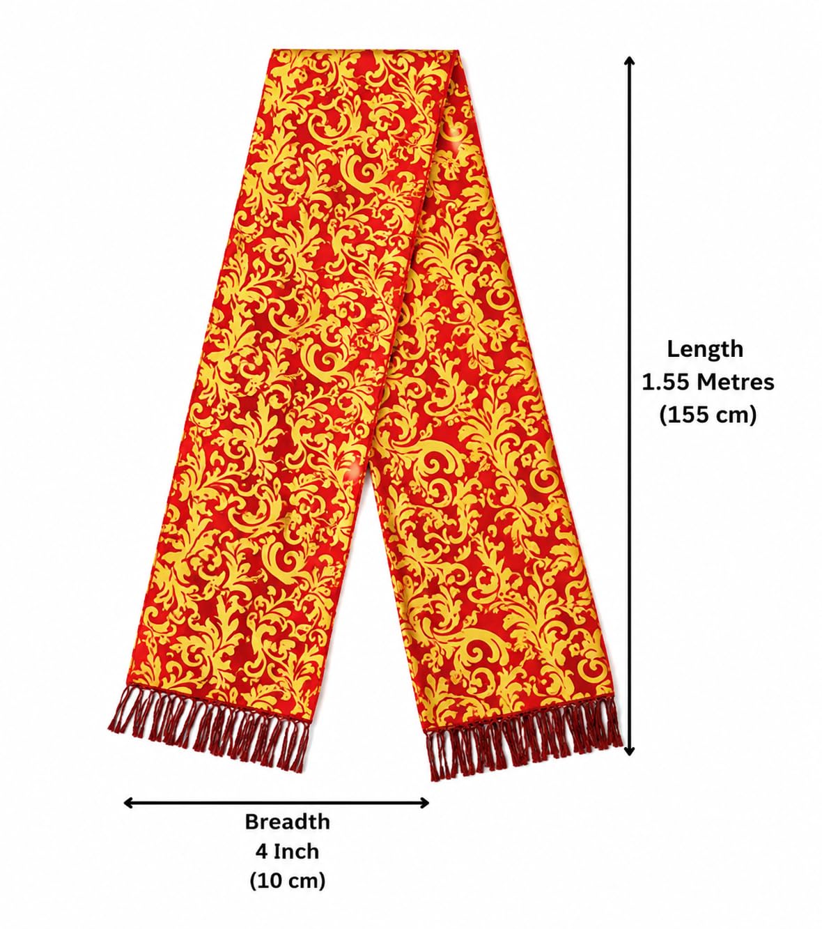 Nepali Silk Printed Khada For Wedding Events, Cultural Events And Social Gatherings Pack of 1 1.25 Metres Red