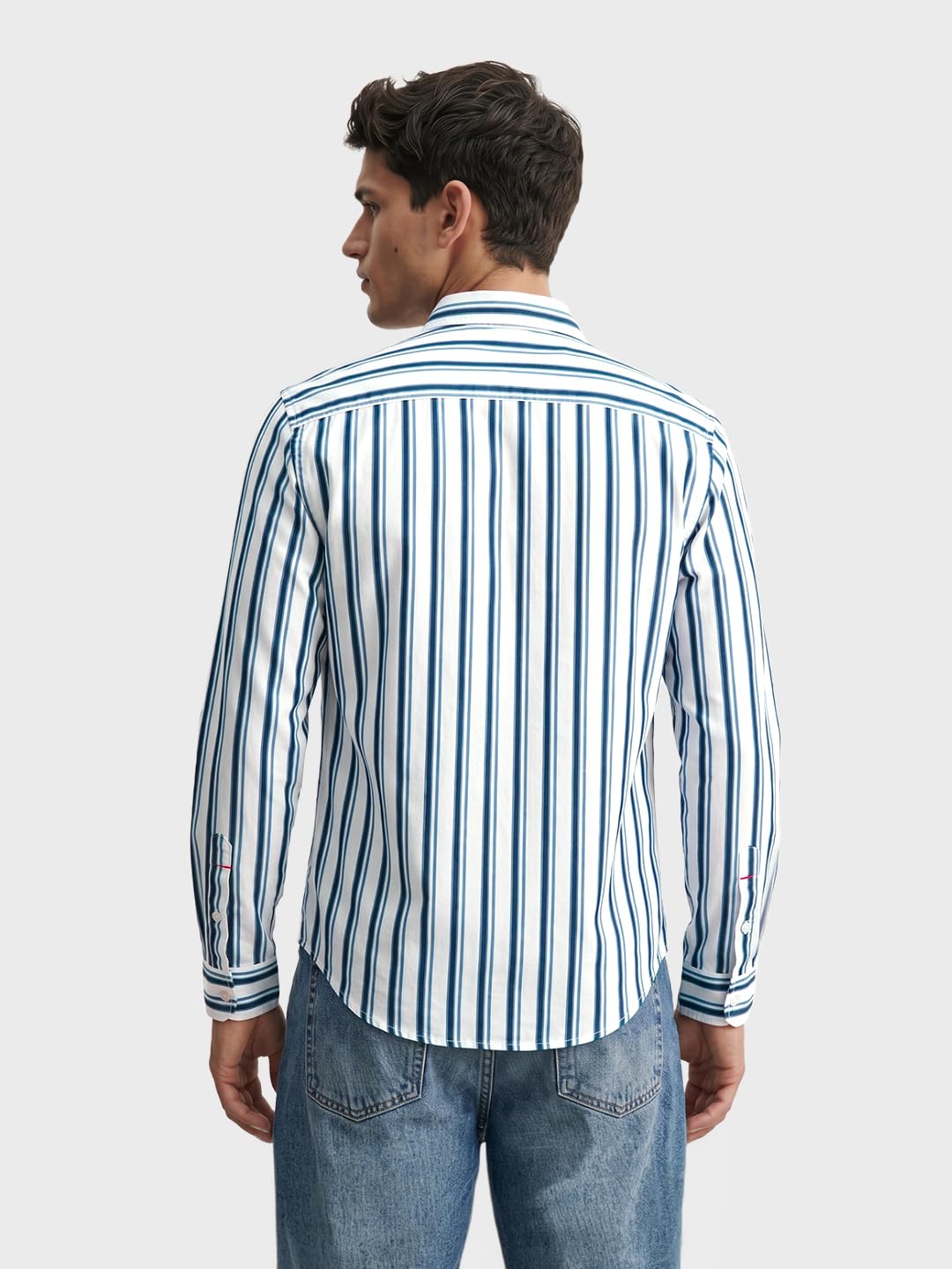 The Indian Garage Co White Slim Fit Striped Shirts