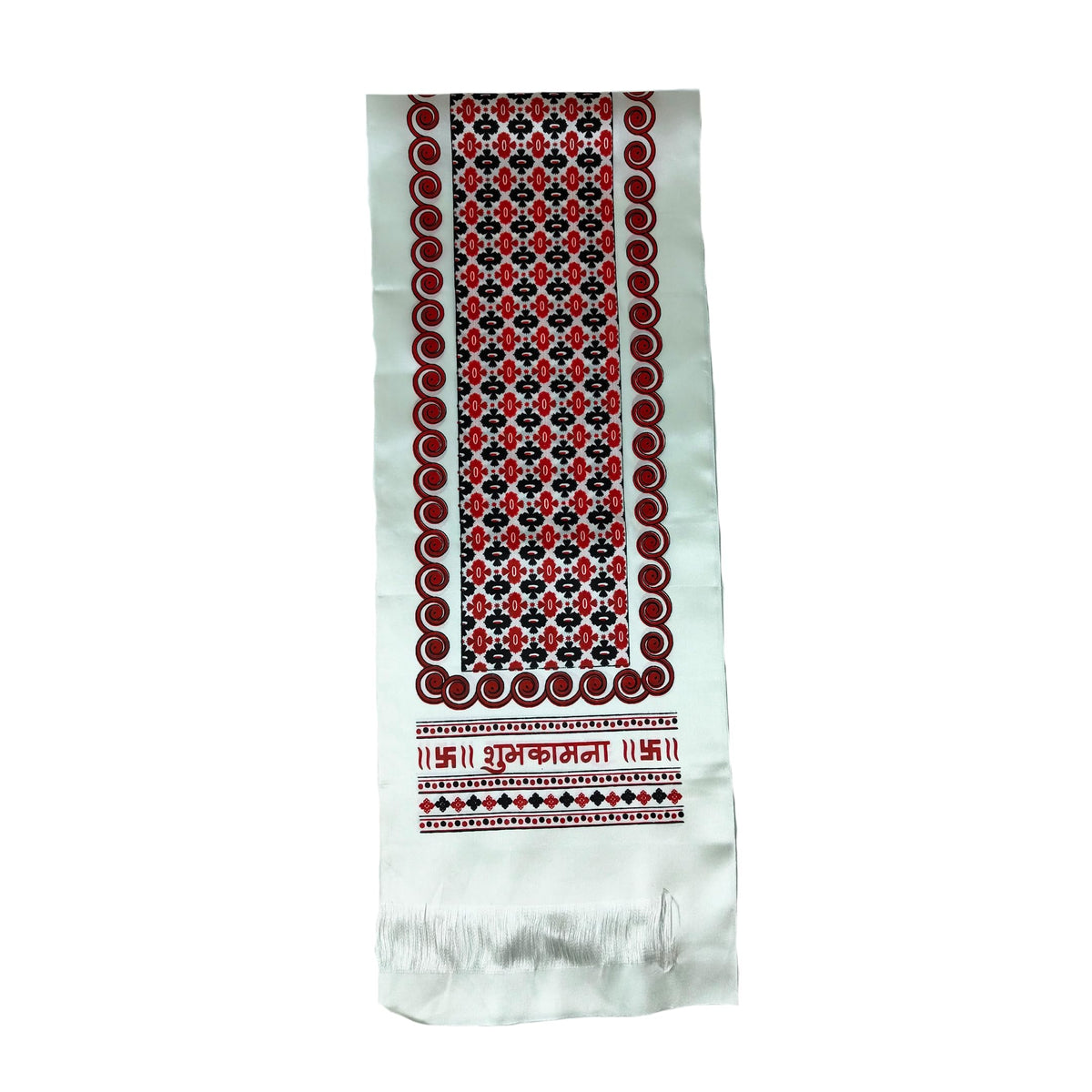Nepali Khada Scarf with Dhaka Print – Premium Material, Beautiful Designs, Ideal for Cultural Events. Tibetan Khada, Dhaka Print Khadag with Shubhkamna (Pack of 4).