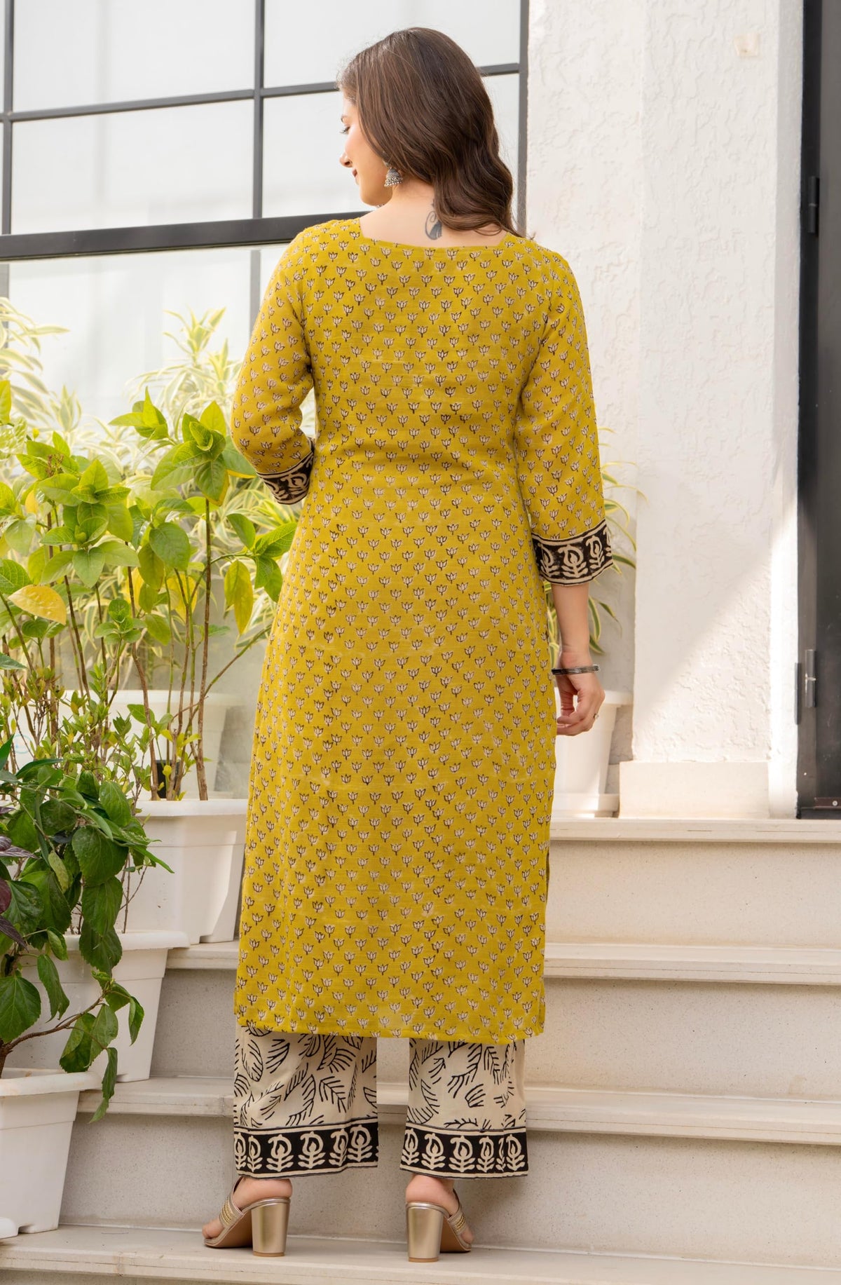 Amayra Women's Pure Cotton Straight Kurta Set with Palazzo Pants & Dupatta|Ethnic wear|Kurta Set for Women(TCK737-N,Yellow,XXL)