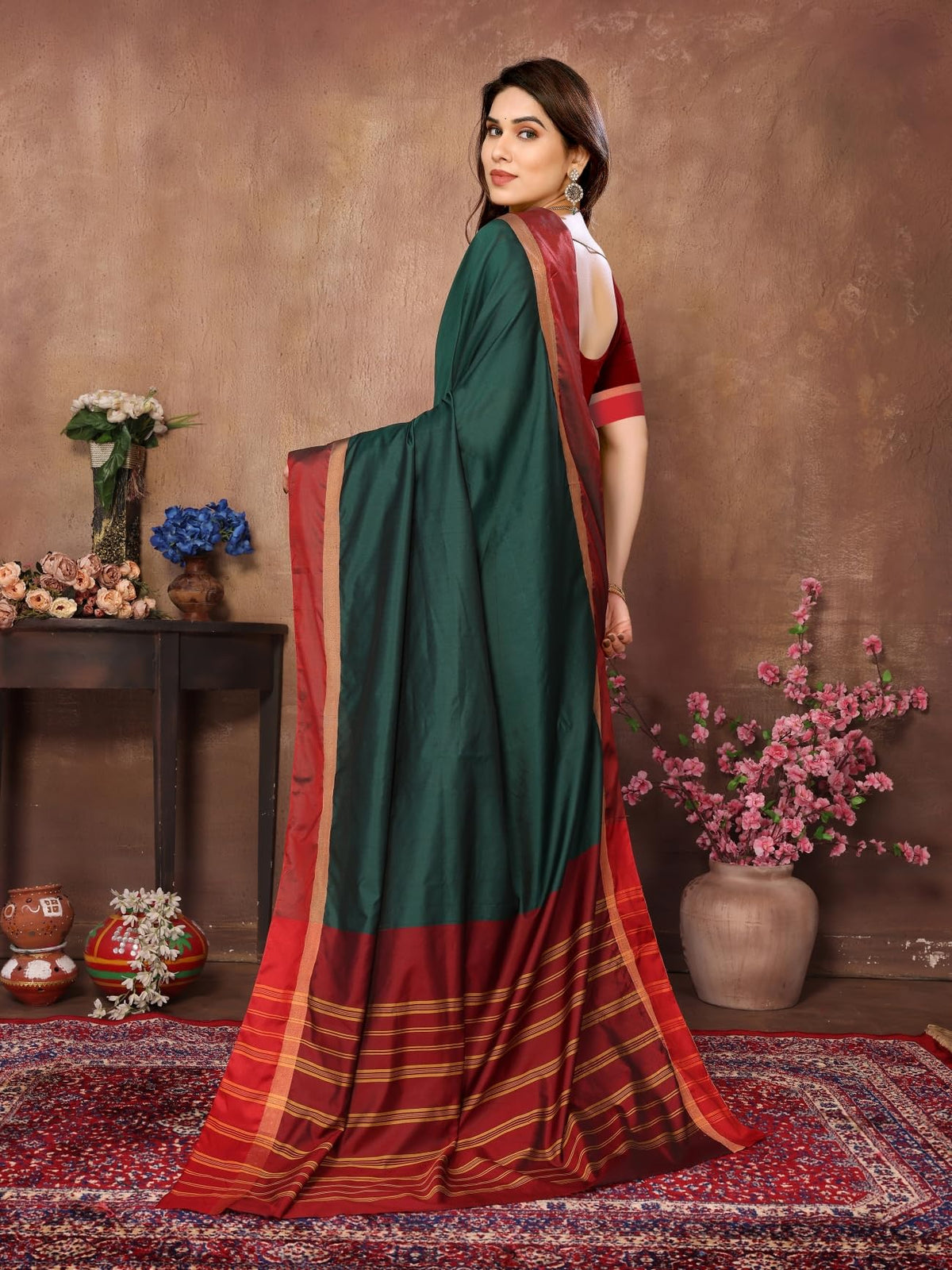 VJ Fashion Women Solid Kerala Silk Blend Saree With Blouse Piece_freesize