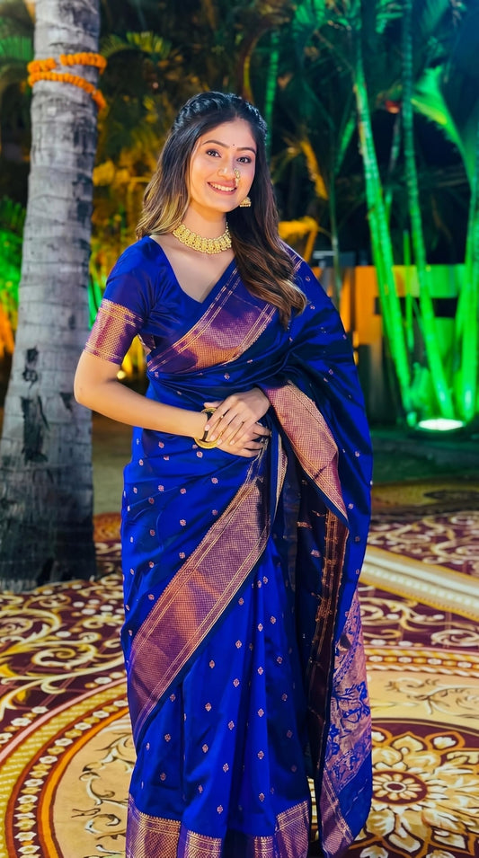 C J Enterprise Women's Banarasi Saree Pure Kanjivaram Silk Saree Soft Design Wear Pattu Sarees Latest Cotton With Blouse Piece Kanchipuram for Wedding sadi new ladies 2025 (BS09) (Violet Blue)