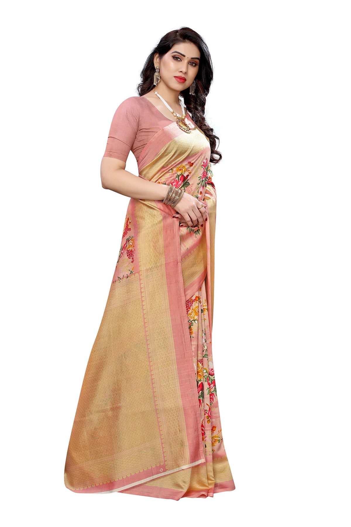 Yashika Women's Art Silk Saree With Unstitched Blouse Material.
