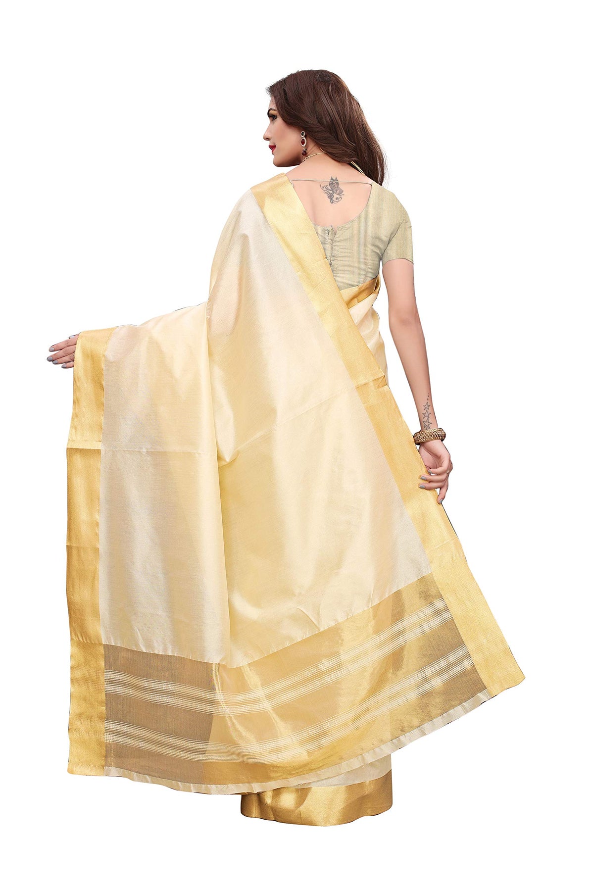 Yashika Women's Cotton Blend Printed Saree With Blouse Piece(SDPL-KERALA COTTON)