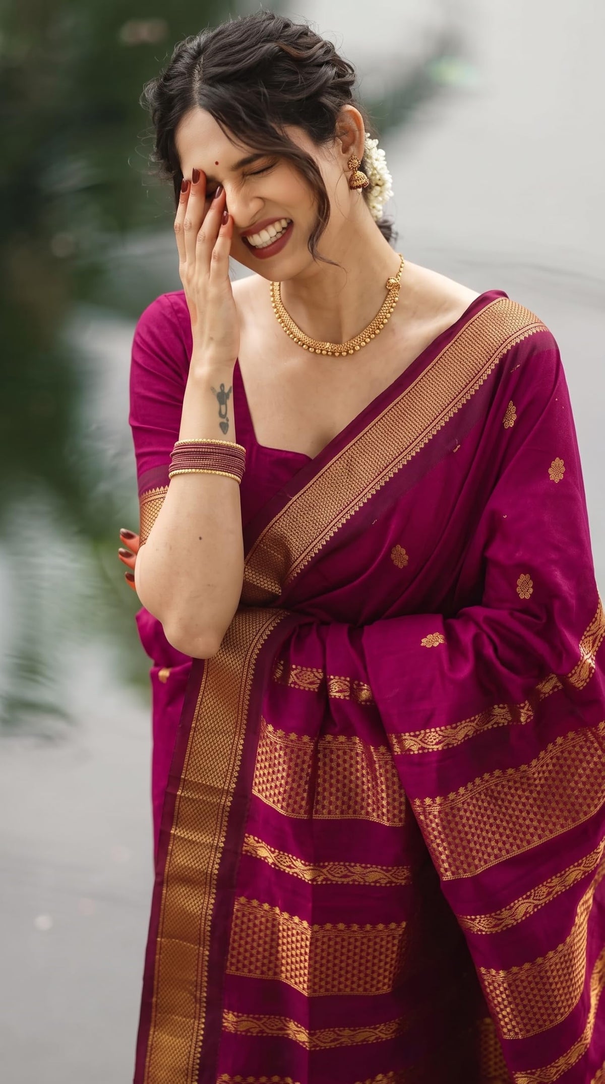 C J Enterprise Women’s Pure Kanjivaram Soft Silk Saree Banarasi Style Ladies Sadi With Blouse Piece for Wedding (Eagle-3-51) (Magenta)
