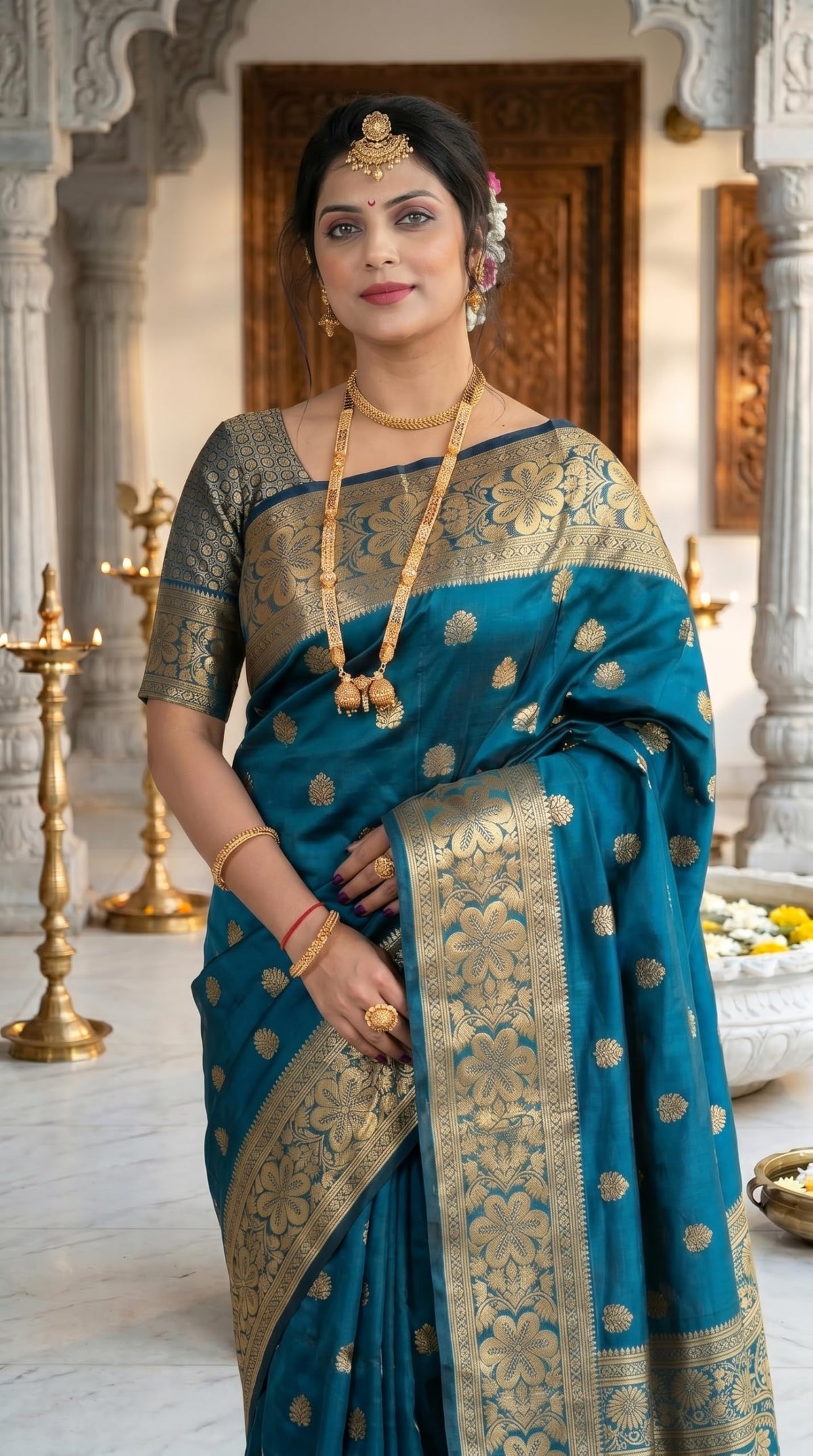 C J Enterprise Women's Banarasi Saree Pure Kanjivaram Silk Saree Soft Design Wear Pattu Sarees Latest Cotton With Blouse Piece for Wedding sadi new ladies 2026