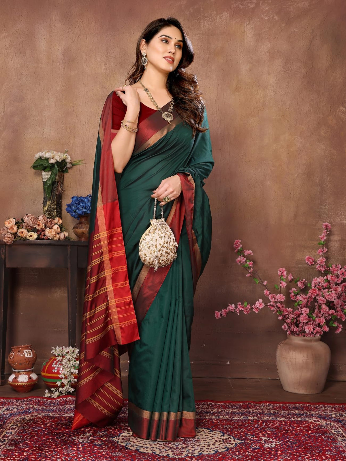 VJ Fashion Women Solid Kerala Silk Blend Saree With Blouse Piece_freesize