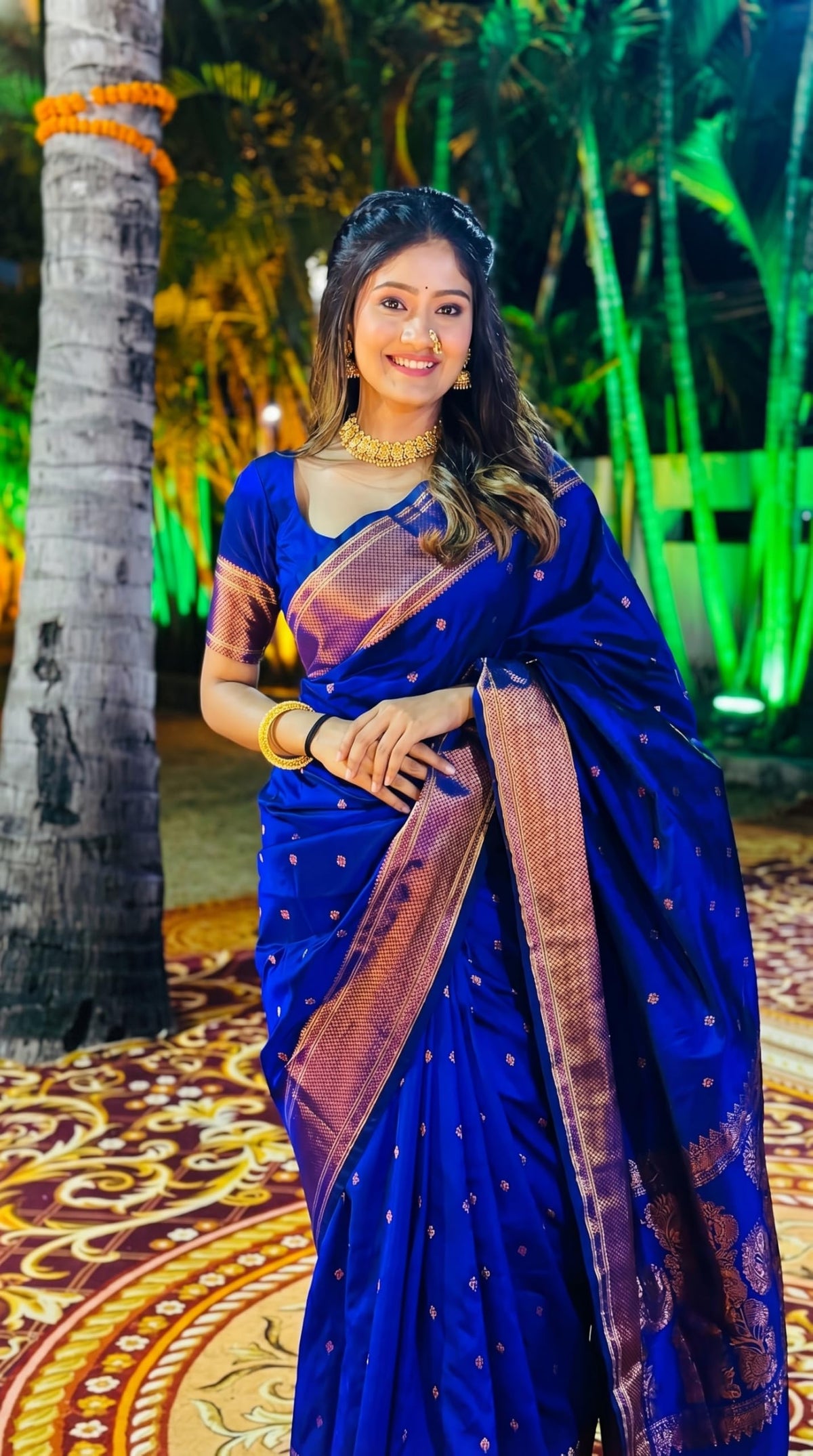 C J Enterprise Women's Banarasi Saree Pure Kanjivaram Silk Saree Soft Design Wear Pattu Sarees Latest Cotton With Blouse Piece Kanchipuram for Wedding sadi new ladies 2025 (BS09) (Violet Blue)