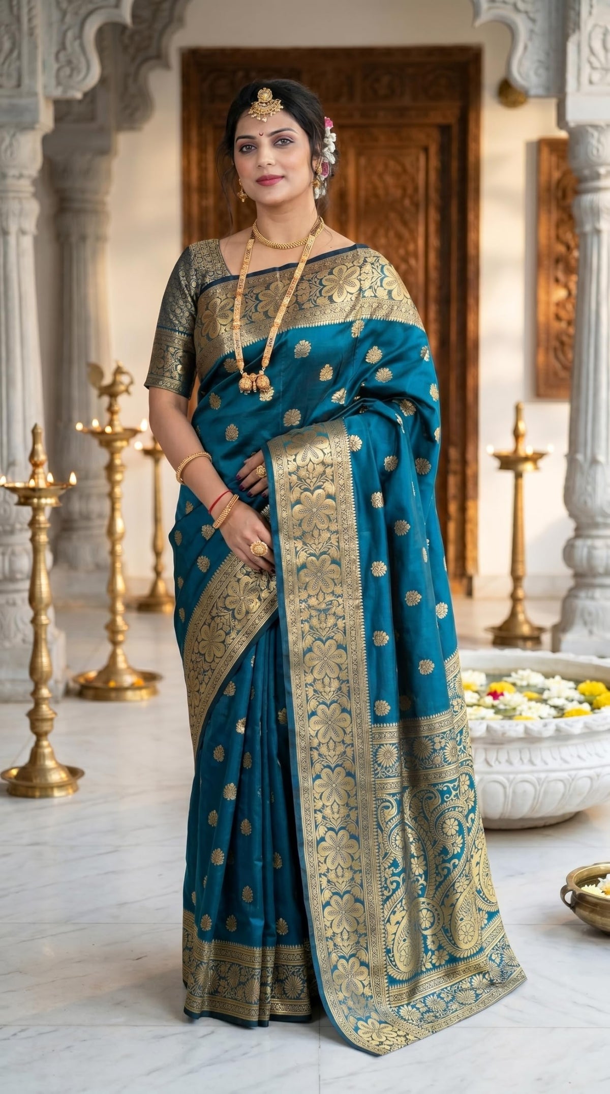 C J Enterprise Women's Banarasi Saree Pure Kanjivaram Silk Saree Soft Design Wear Pattu Sarees Latest Cotton With Blouse Piece for Wedding sadi new ladies 2026