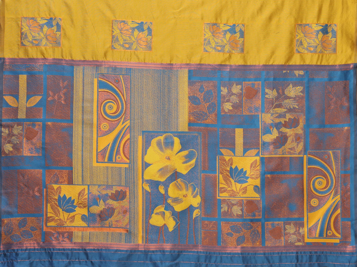 Sidhidata Women's Kanjivaram Banarasi Soft Silk Saree With Unstitched Blouse Piece (Silk Box Flower Mustard_Mustard_Free Size)