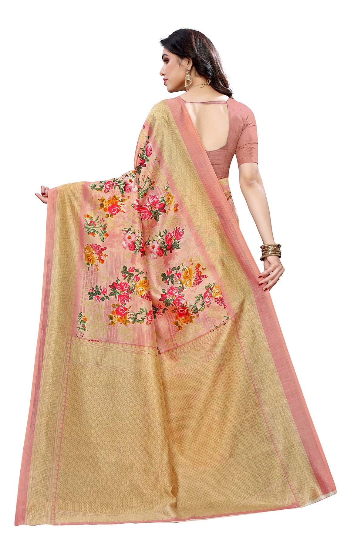 Yashika Women's Art Silk Saree With Unstitched Blouse Material.