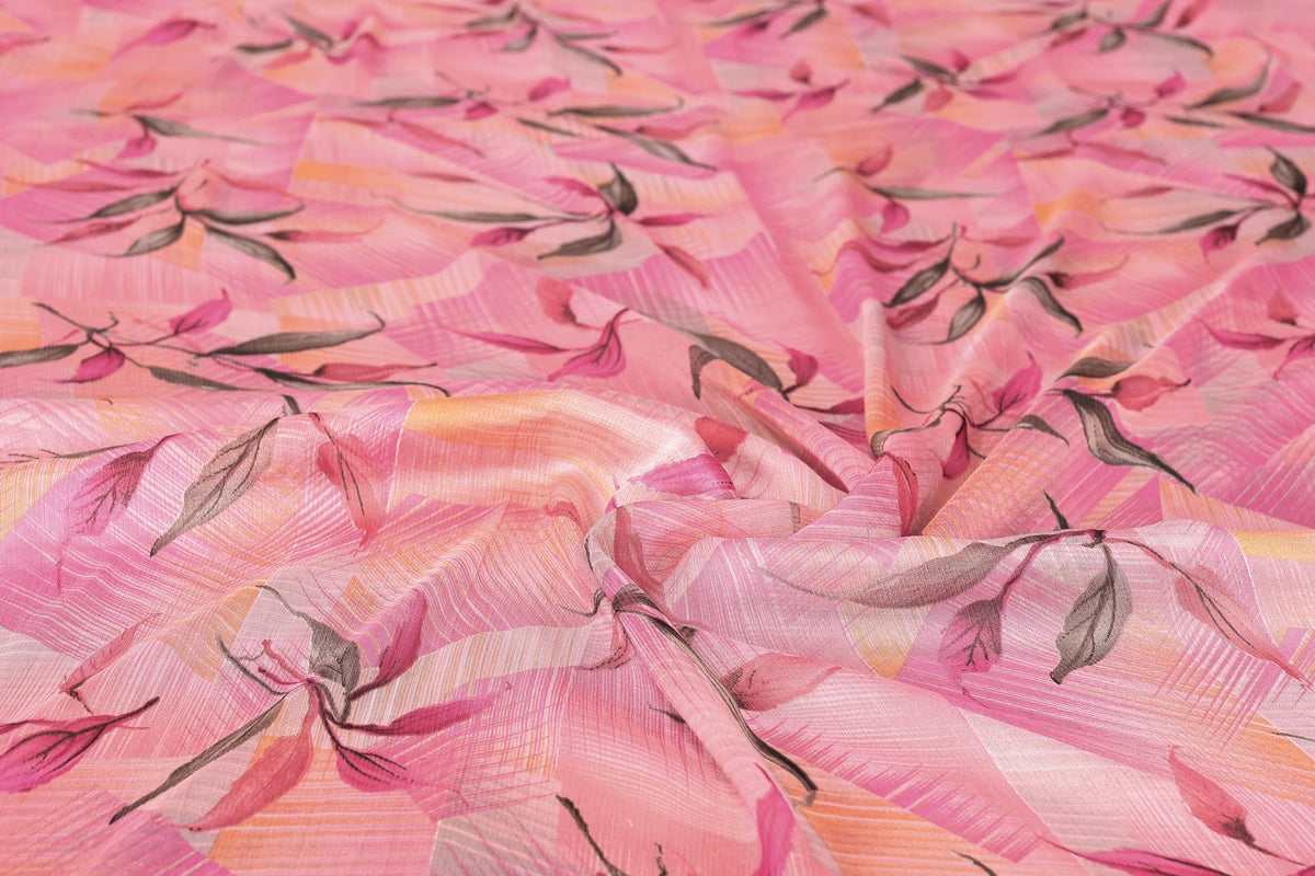MIRCHI FASHION Chiffon Georgette Floral Printed Sarees for Women with Blouse Piece (40771-Peach)