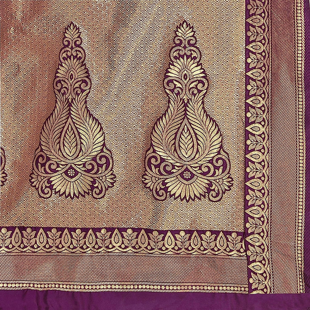 Yashika Women's Trendy Banarasi Kanjivaram Purple Color Art Silk Saree with Blouse Material (MALIYA PURPLE)